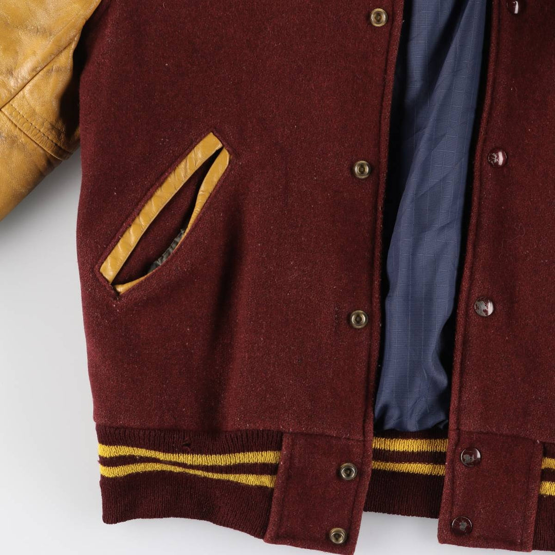 LUADRA Leather Sleeve Wool Button Varsity Jacket Made in Canada Men's M Size /eaa520496