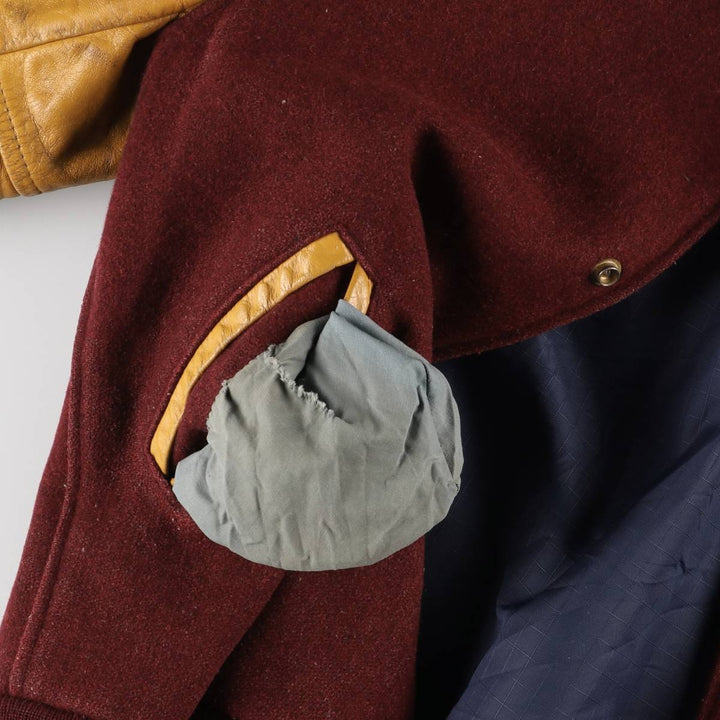 LUADRA Leather Sleeve Wool Button Varsity Jacket Made in Canada Men's M Size /eaa520496