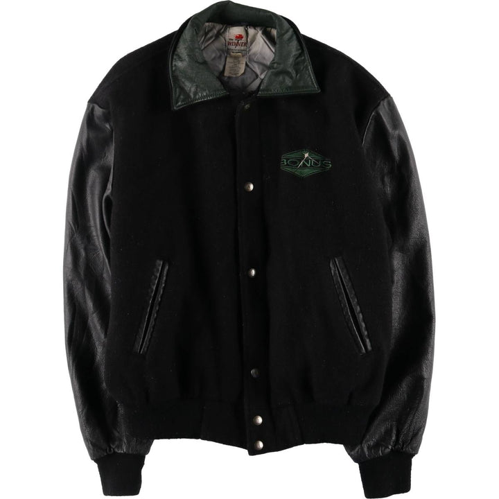 THE WINNER Collared Leather Sleeve Wool Varsity Jacket Award Jacket Varsity Jacket Made in Canada Men's L size /eaa520497