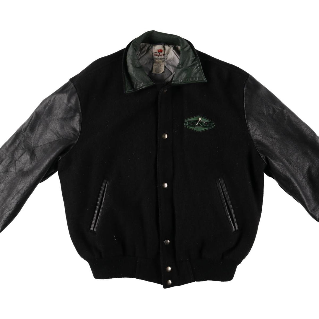THE WINNER Collared Leather Sleeve Wool Varsity Jacket Award Jacket Varsity Jacket Made in Canada Men's L size /eaa520497