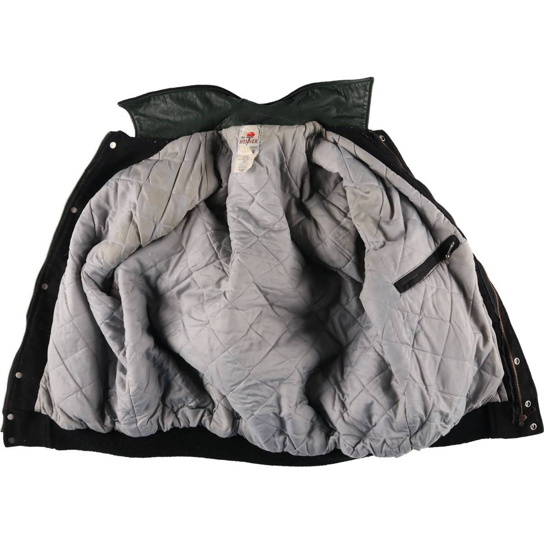 THE WINNER Collared Leather Sleeve Wool Varsity Jacket Award Jacket Varsity Jacket Made in Canada Men's L size /eaa520497