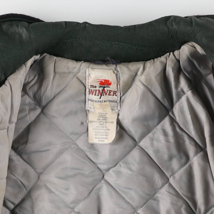 THE WINNER Collared Leather Sleeve Wool Varsity Jacket Award Jacket Varsity Jacket Made in Canada Men's L size /eaa520497