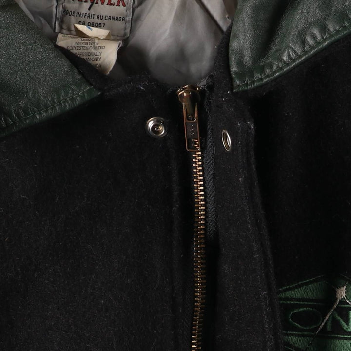 THE WINNER Collared Leather Sleeve Wool Varsity Jacket Award Jacket Varsity Jacket Made in Canada Men's L size /eaa520497