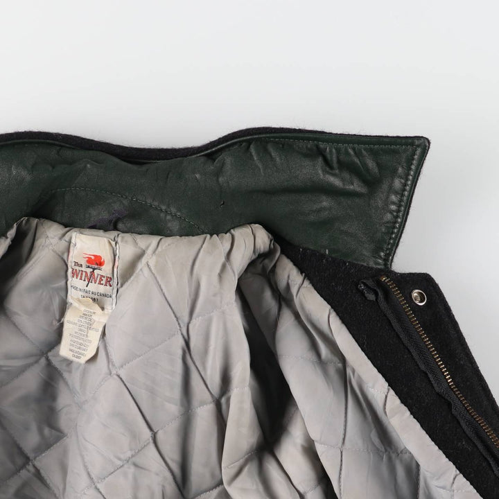 THE WINNER Collared Leather Sleeve Wool Varsity Jacket Award Jacket Varsity Jacket Made in Canada Men's L size /eaa520497