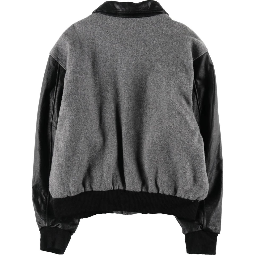 90'S RENNOC Collared Leather Sleeve Wool Varsity Jacket Award Jacket Made in USA Men's L Size Vintage /eaa520498