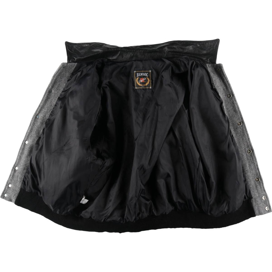 90'S RENNOC Collared Leather Sleeve Wool Varsity Jacket Award Jacket Made in USA Men's L Size Vintage /eaa520498