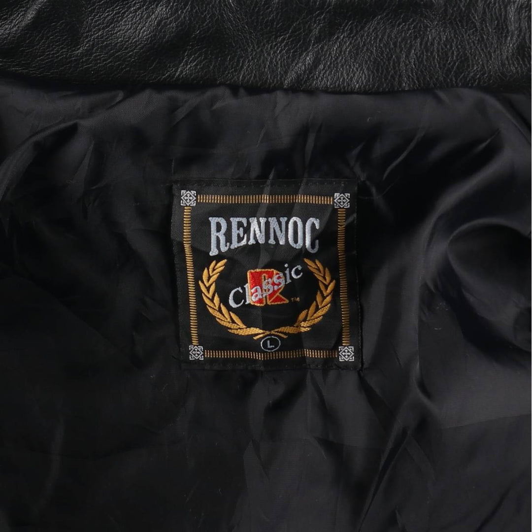 90'S RENNOC Collared Leather Sleeve Wool Varsity Jacket Award Jacket Made in USA Men's L Size Vintage /eaa520498