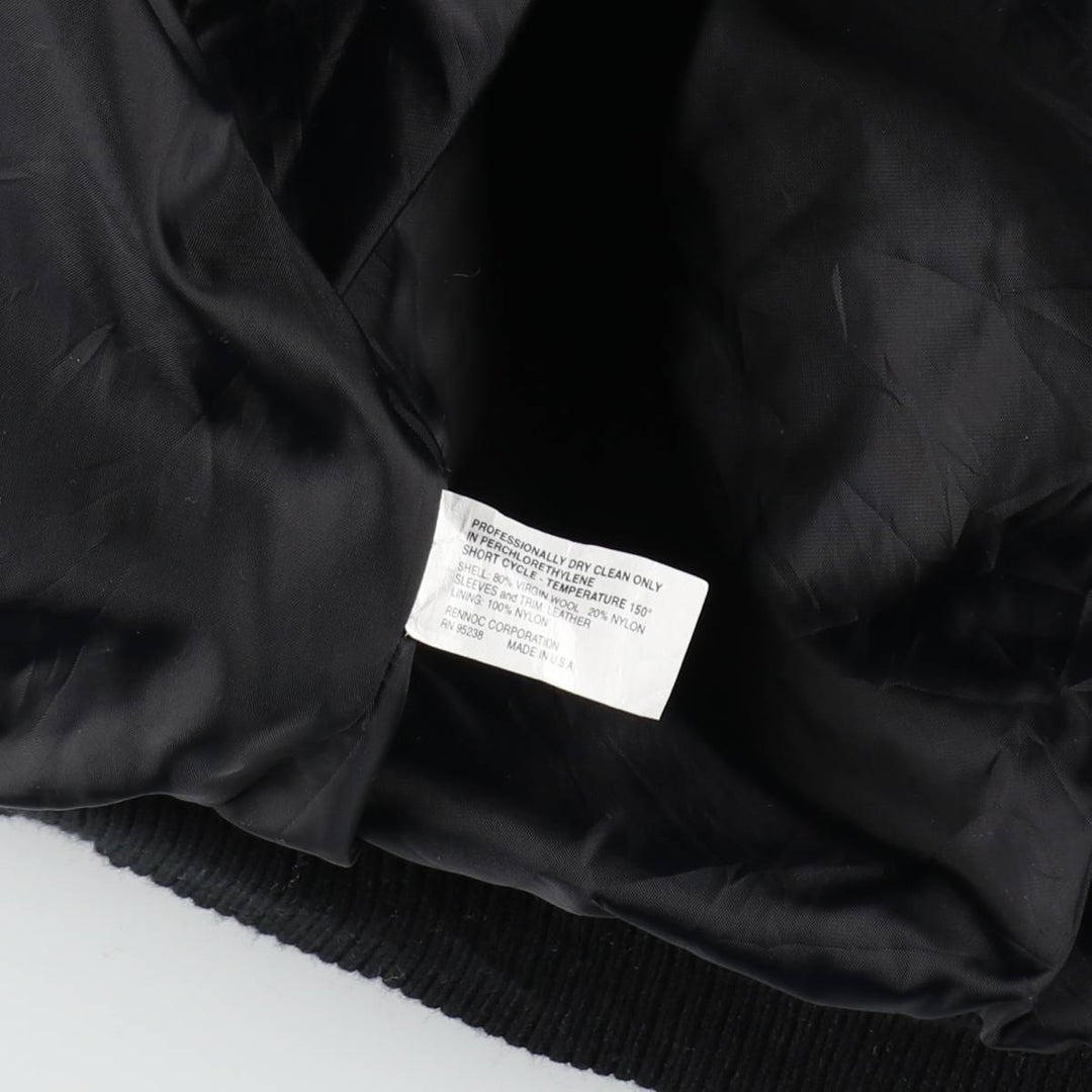 90'S RENNOC Collared Leather Sleeve Wool Varsity Jacket Award Jacket Made in USA Men's L Size Vintage /eaa520498