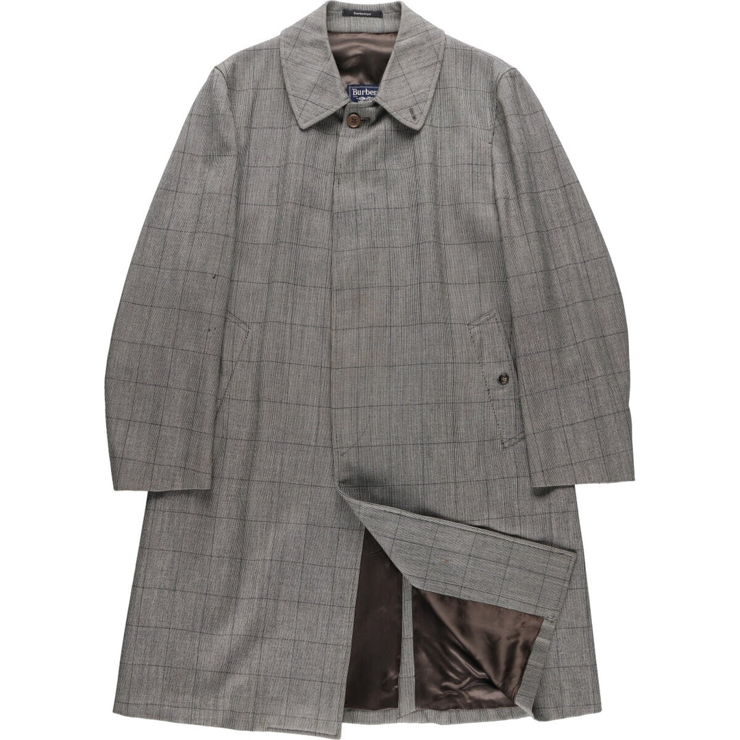 Burberry's Check Pattern Balmacaan Coat, Men's Medium Size / eaa520600