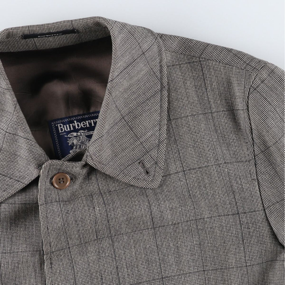 Burberry's Check Pattern Balmacaan Coat, Men's Medium Size / eaa520600