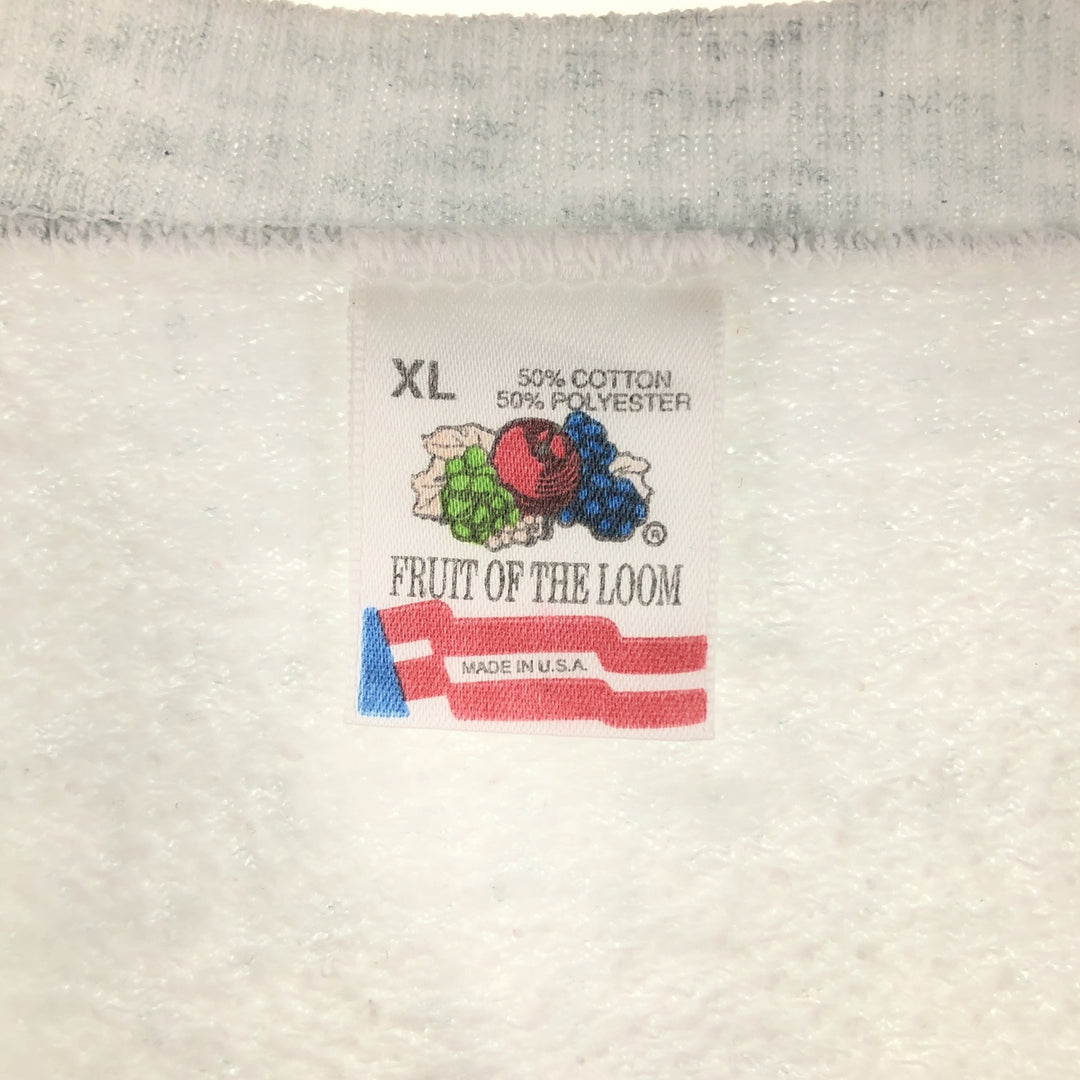 90'S Fruit of the Loom printed sweatshirt, made in the USA, men's XL size, vintage cotton gray type Vintage Second Hand
