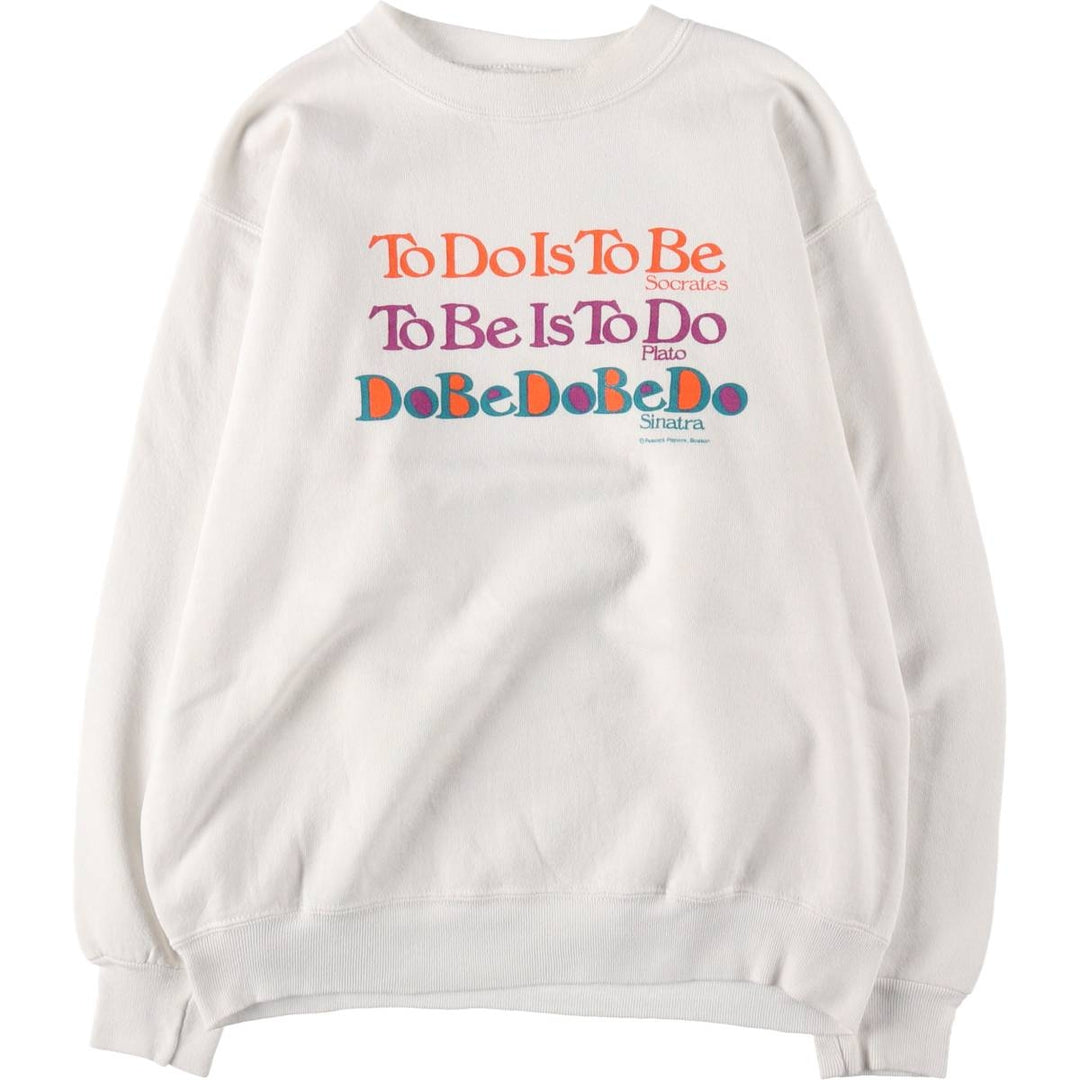 90'S Tultex Message Print Sweatshirt, Made in USA, Men's Size M (approx.), Vintage cotton white type Vintage Second Hand