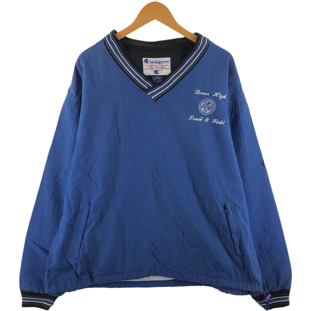90'S Champion V-neck nylon pullover, men's size XL, vintage Nylon blue type Vintage Second Hand