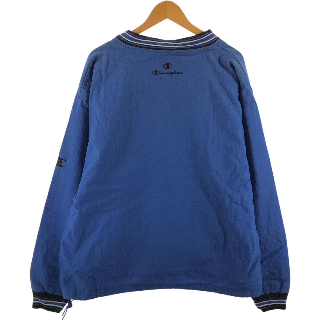 90'S Champion V-neck nylon pullover, men's size XL, vintage Nylon blue type Vintage Second Hand