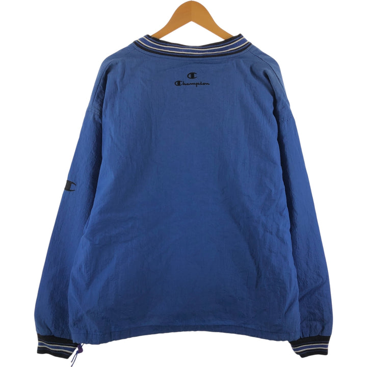 90'S Champion V-neck nylon pullover, men's size XL, vintage Nylon blue type Vintage Second Hand