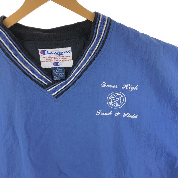 90'S Champion V-neck nylon pullover, men's size XL, vintage Nylon blue type Vintage Second Hand