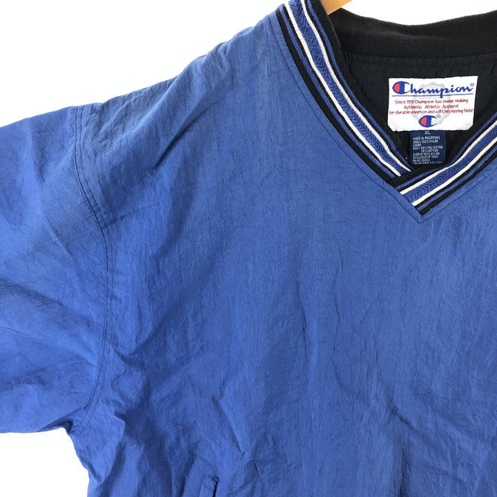 90'S Champion V-neck nylon pullover, men's size XL, vintage Nylon blue type Vintage Second Hand