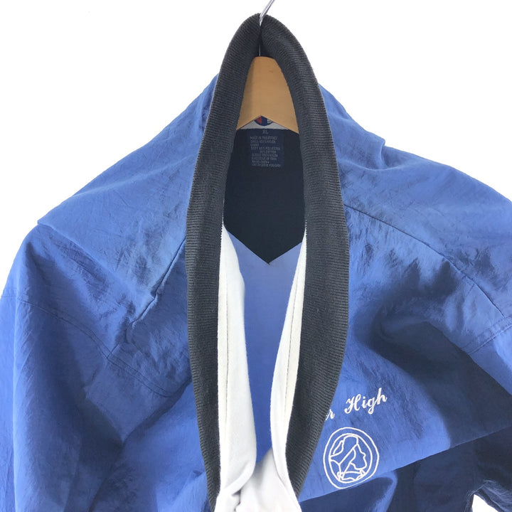 90'S Champion V-neck nylon pullover, men's size XL, vintage Nylon blue type Vintage Second Hand