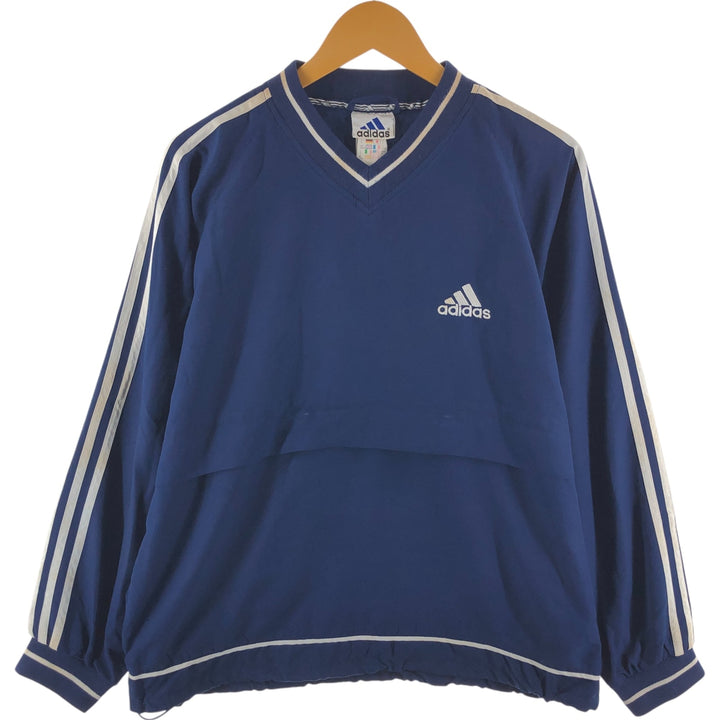 Vintage 90'S adidas V-neck warm-up pullover, size M, men's polyester navy blue type Vintage Second Hand