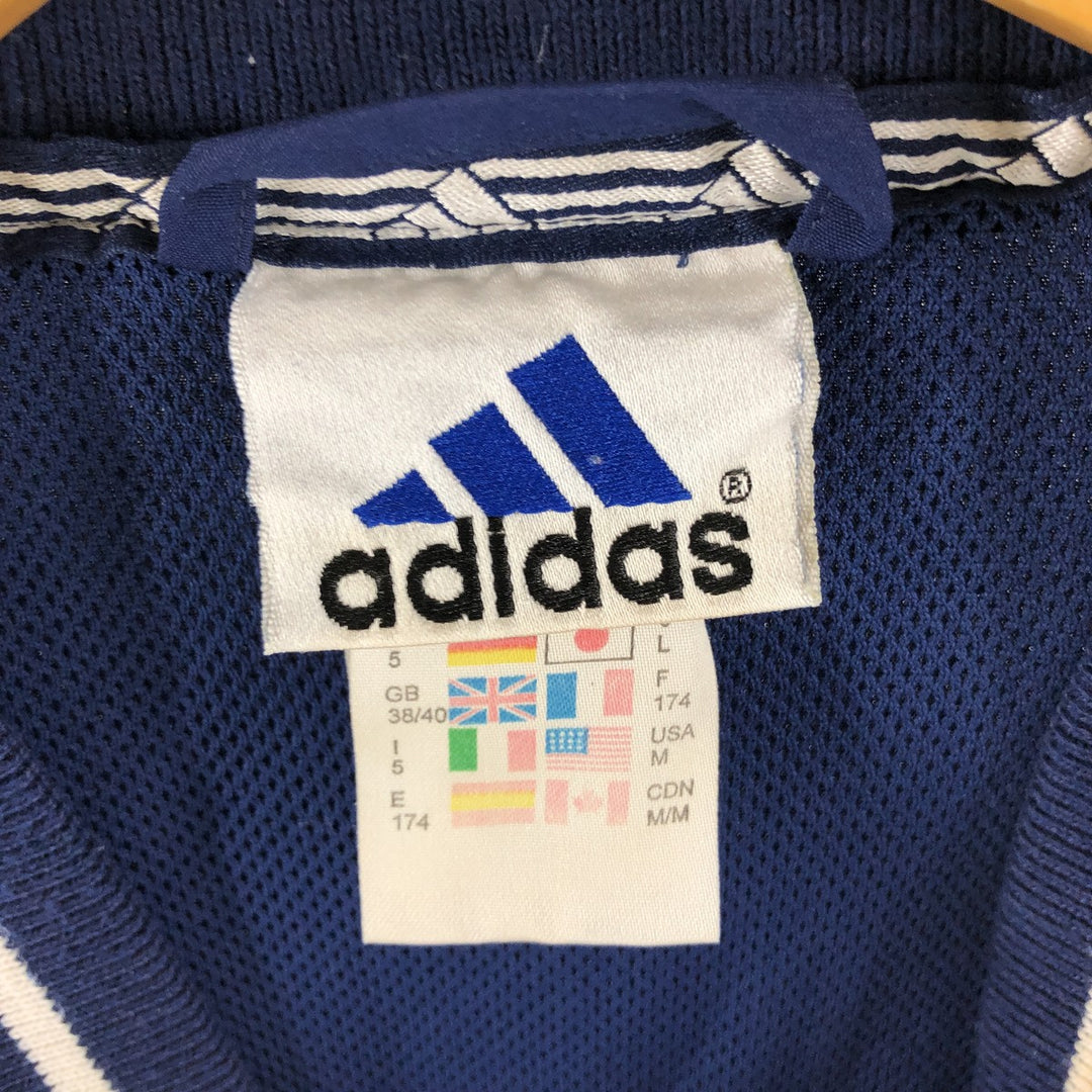 Vintage 90'S adidas V-neck warm-up pullover, size M, men's polyester navy blue type Vintage Second Hand