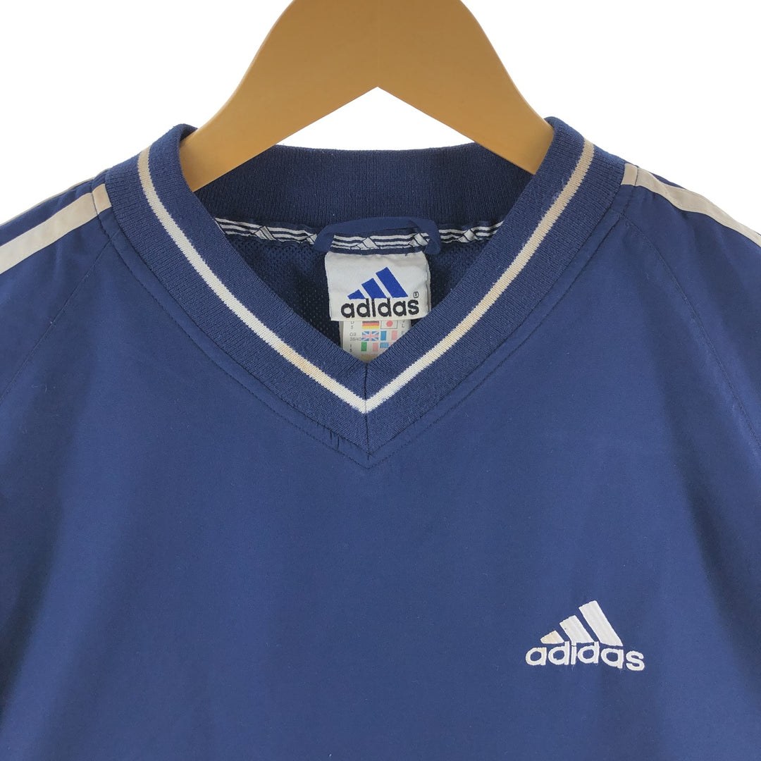 Vintage 90'S adidas V-neck warm-up pullover, size M, men's polyester navy blue type Vintage Second Hand