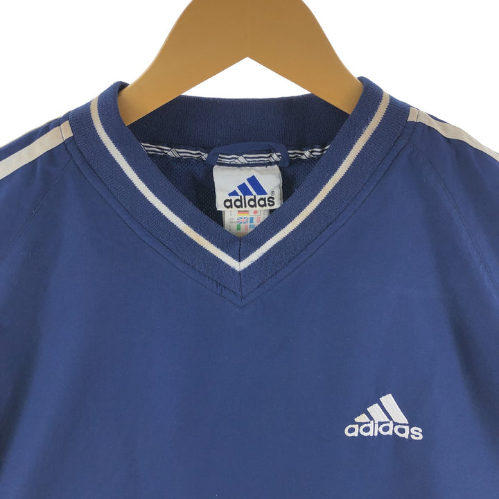 Vintage 90'S adidas V-neck warm-up pullover, size M, men's polyester navy blue type Vintage Second Hand