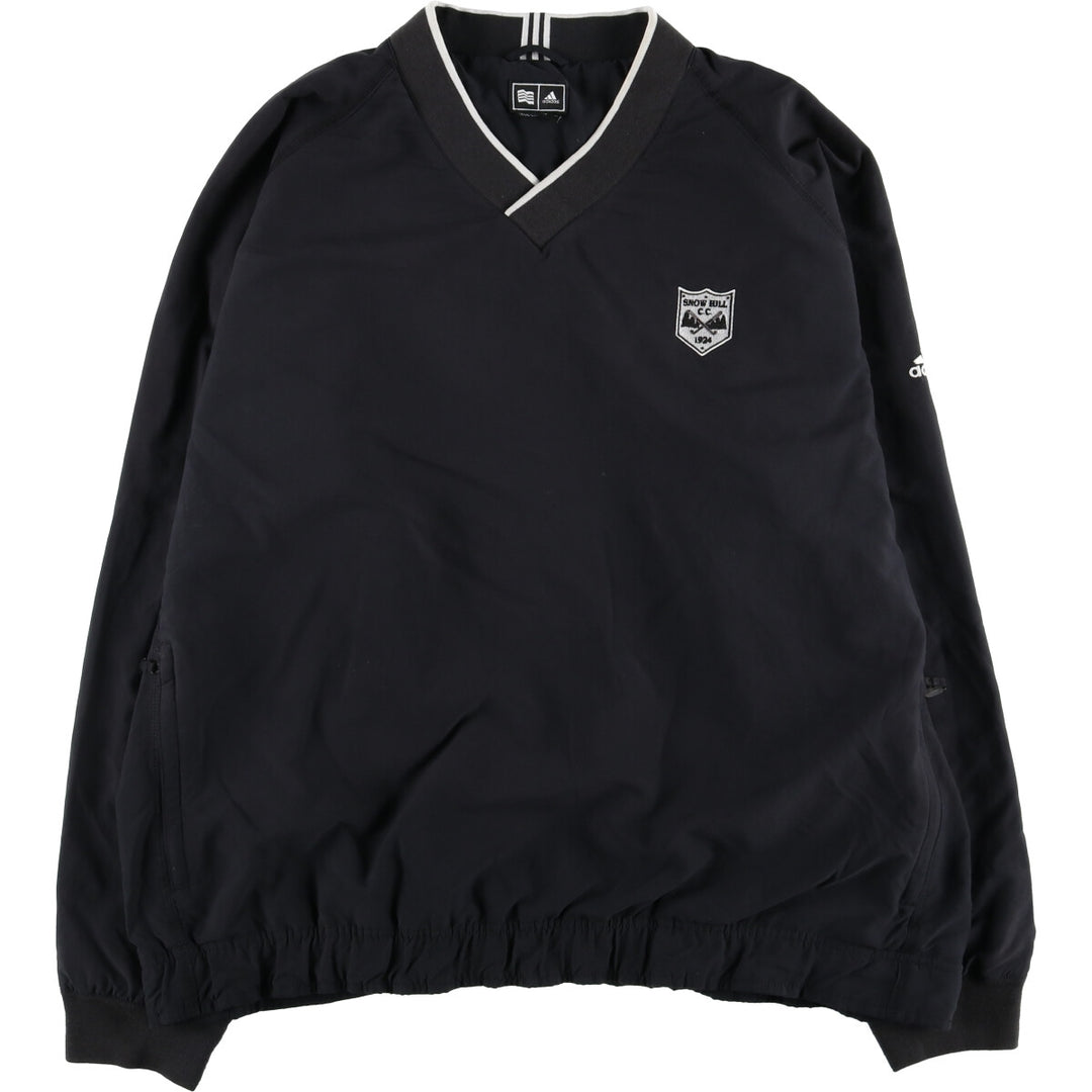 00'S adidas CLIMAPROOF WIND V-neck warm-up pullover, men's XL size polyester black type Vintage Second Hand