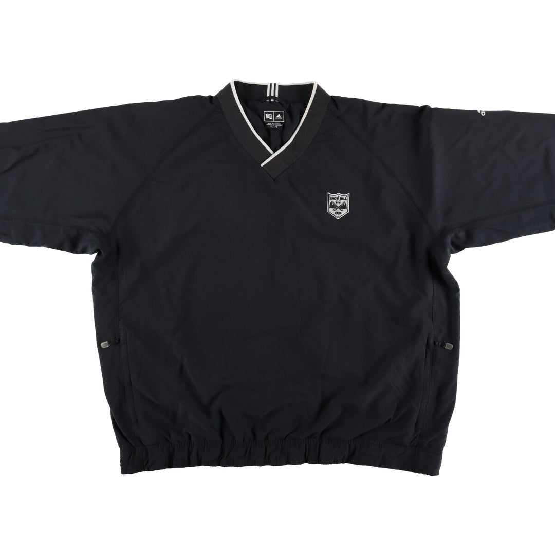 00'S adidas CLIMAPROOF WIND V-neck warm-up pullover, men's XL size polyester black type Vintage Second Hand