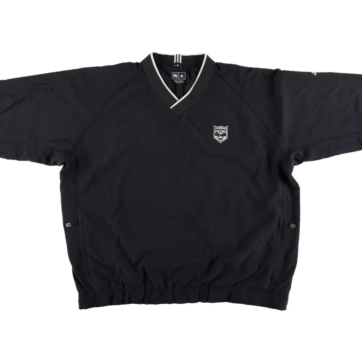 00'S adidas CLIMAPROOF WIND V-neck warm-up pullover, men's XL size polyester black type Vintage Second Hand