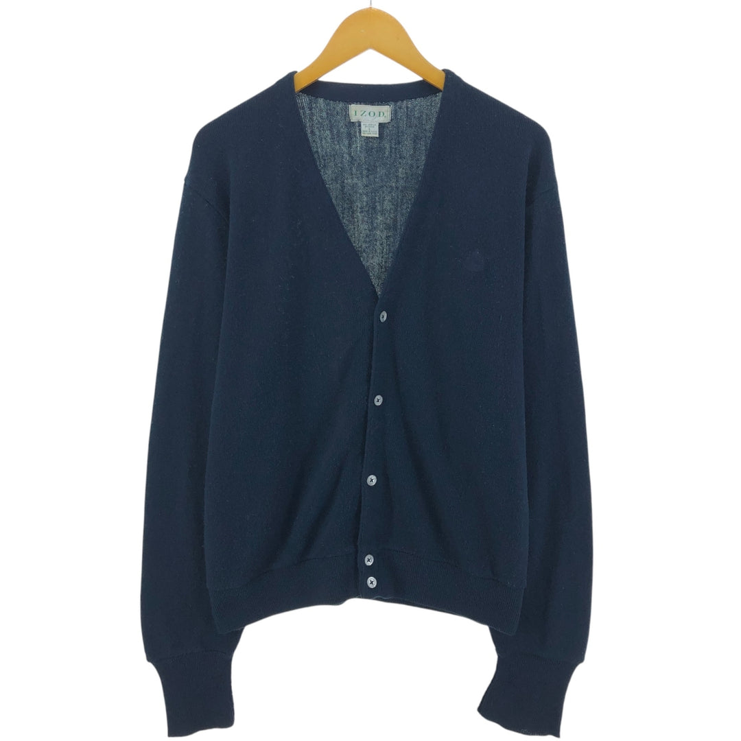 IZOD Acrylic Knit Cardigan Made in USA Men's Size L acrylic navy blue type Vintage Second Hand