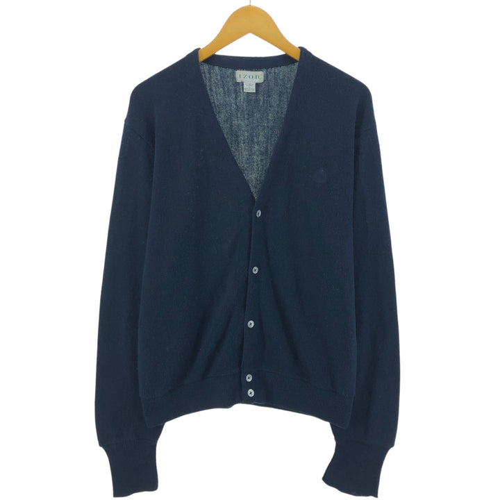 IZOD Acrylic Knit Cardigan Made in USA Men's Size L acrylic navy blue type Vintage Second Hand