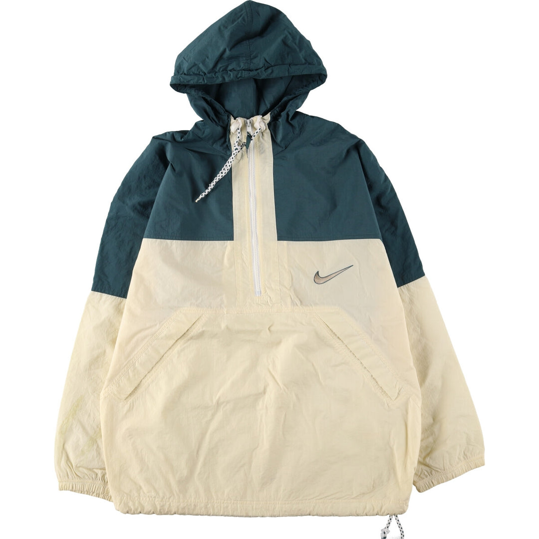 90'S Nike Back Logo Half Zip Nylon Pullover Hoodie Men's L Size Vintage /eaa521046