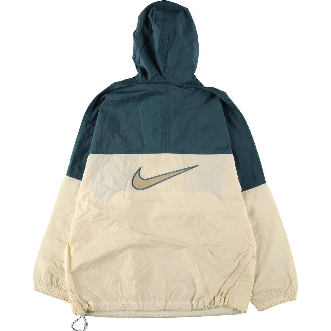 90'S Nike Back Logo Half Zip Nylon Pullover Hoodie Men's L Size Vintage /eaa521046