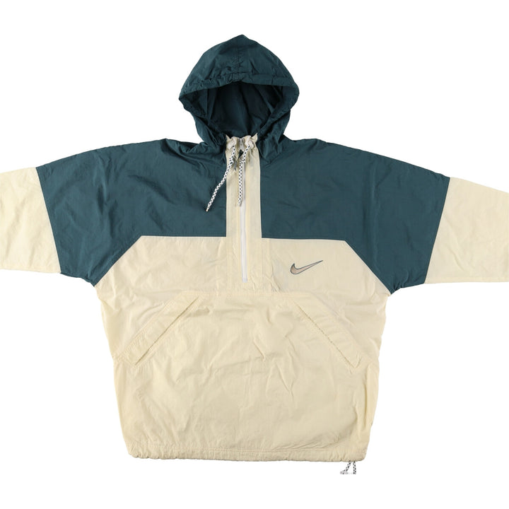 90'S Nike Back Logo Half Zip Nylon Pullover Hoodie Men's L Size Vintage /eaa521046