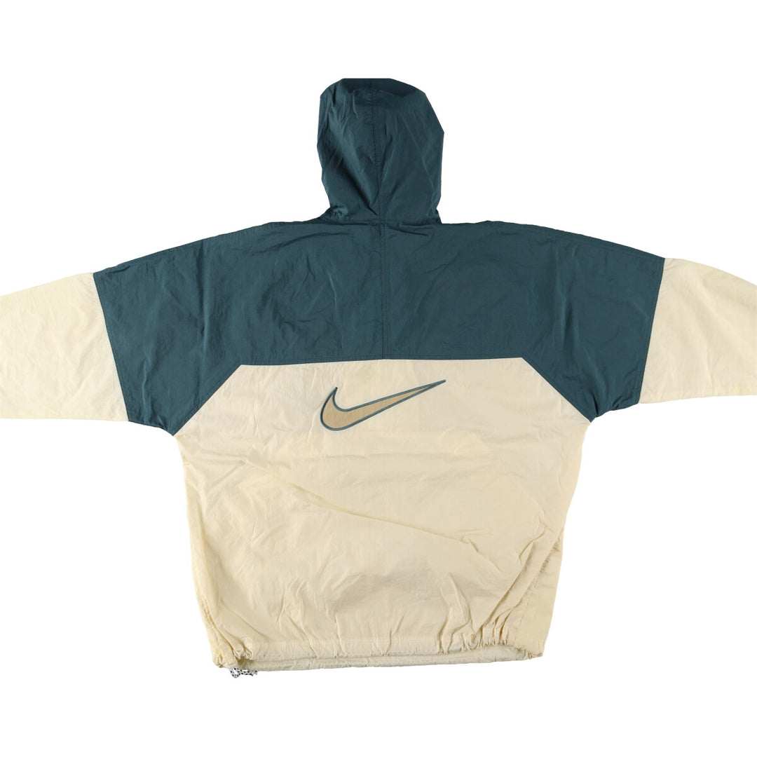 90'S Nike Back Logo Half Zip Nylon Pullover Hoodie Men's L Size Vintage /eaa521046