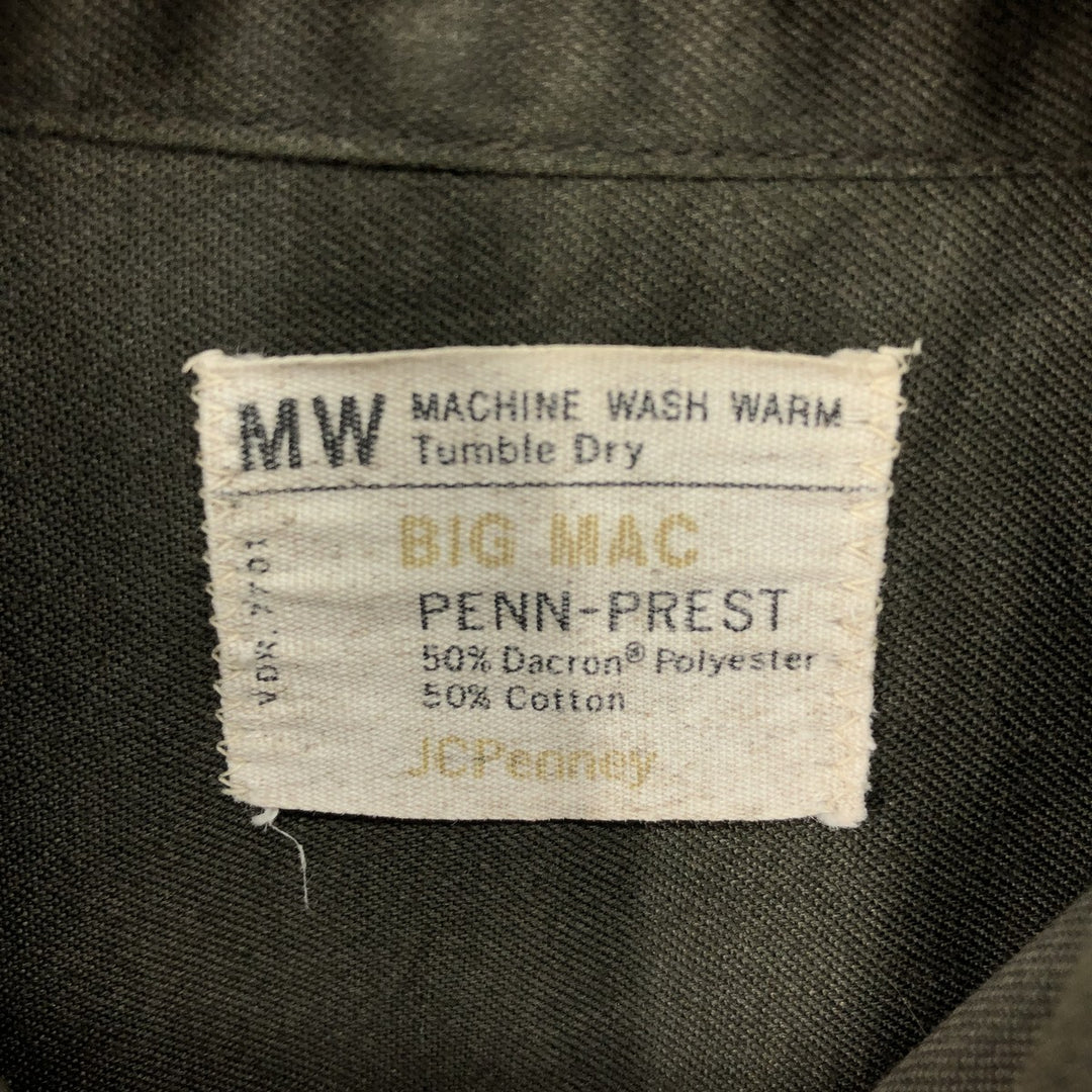 Vintage 1970'S Big Mac JC Penney long-sleeved work shirt, size M, men's unclear Khaki type sage green Vintage Second Hand