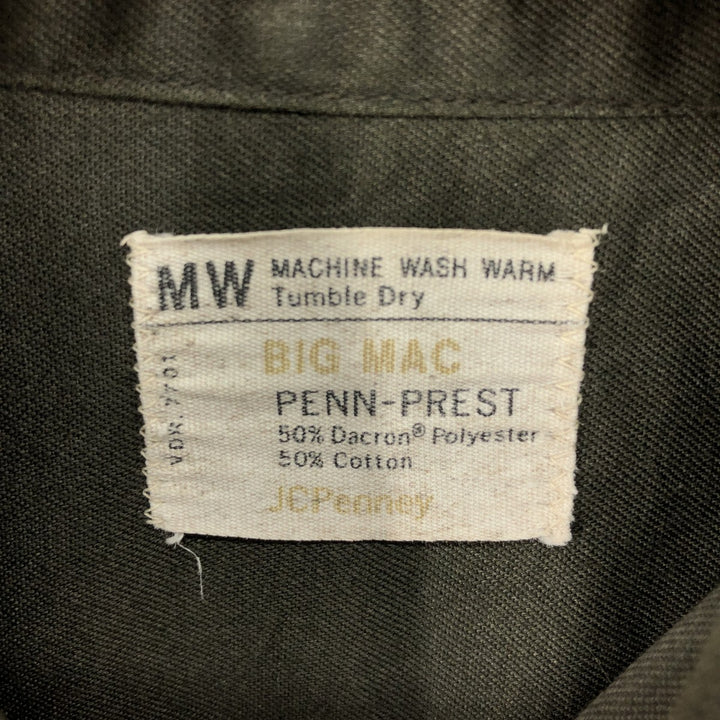 Vintage 1970'S Big Mac JC Penney long-sleeved work shirt, size M, men's unclear Khaki type sage green Vintage Second Hand