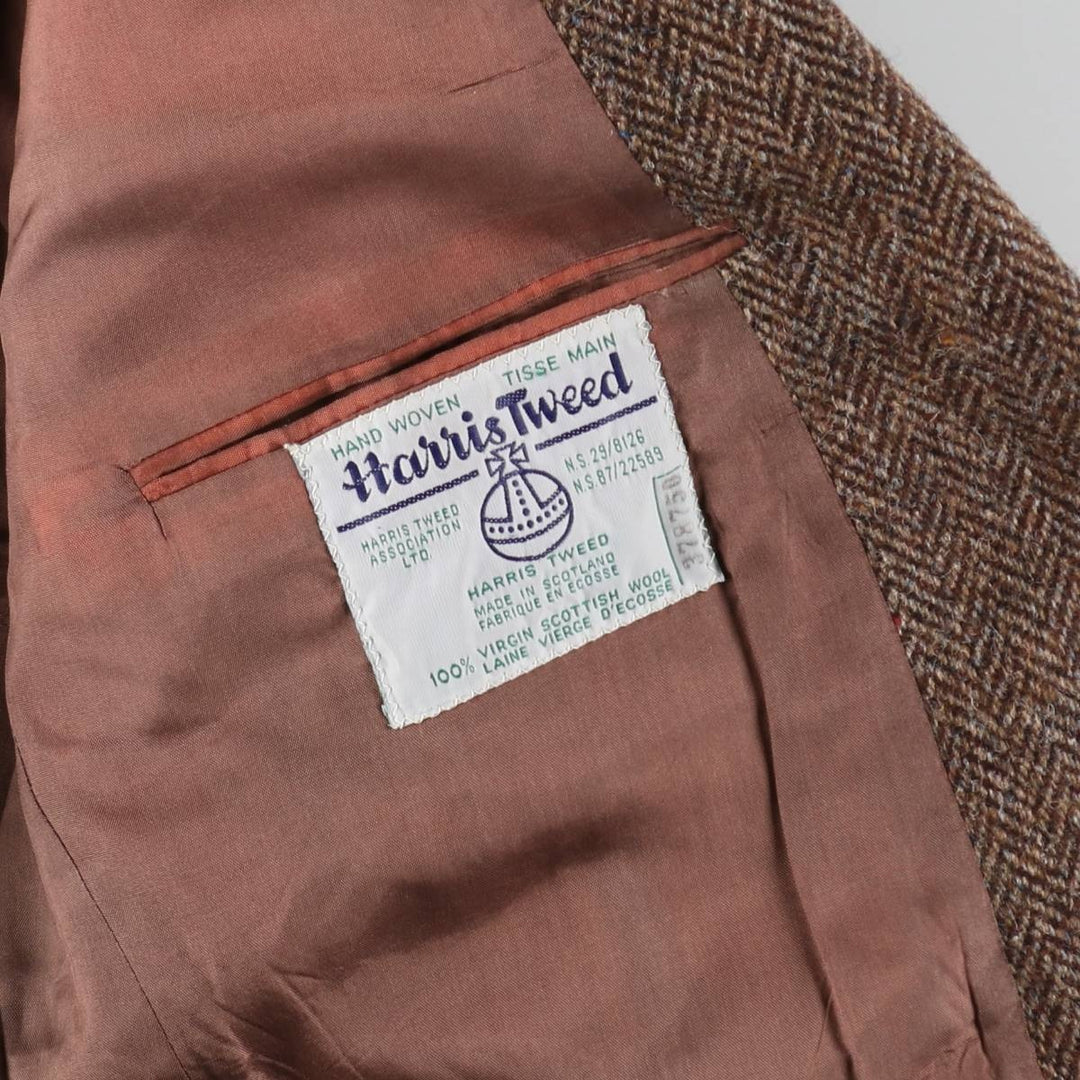 ROBERTSONS Harris Tweed Color Nep Herringbone Wool Tailored Jacket Made in Scotland Men's L size /eaa521140