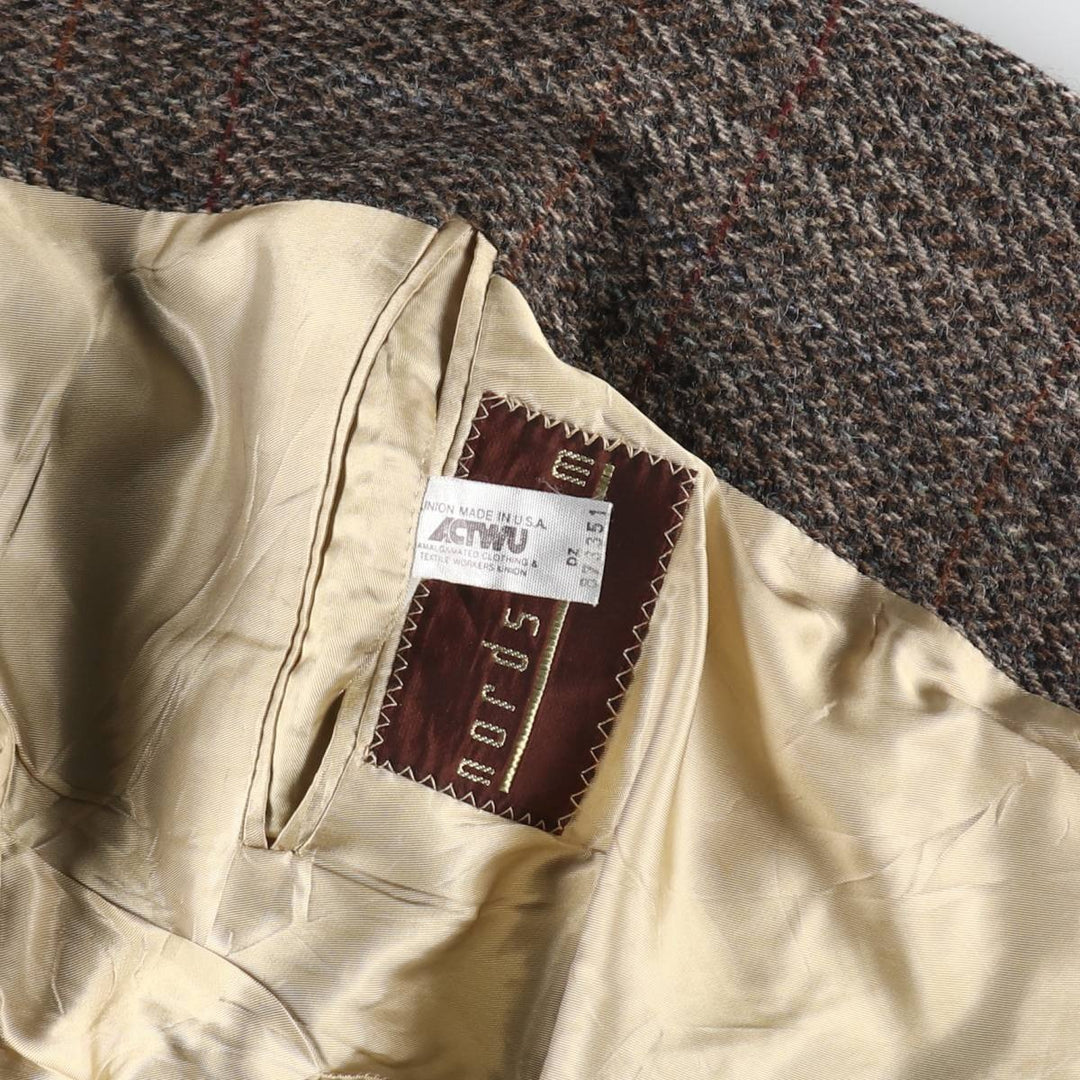 80'S Ralph Lauren CHAPS Check Pattern Wool Tailored Jacket Made in USA Men's L Size Vintage /eaa521143