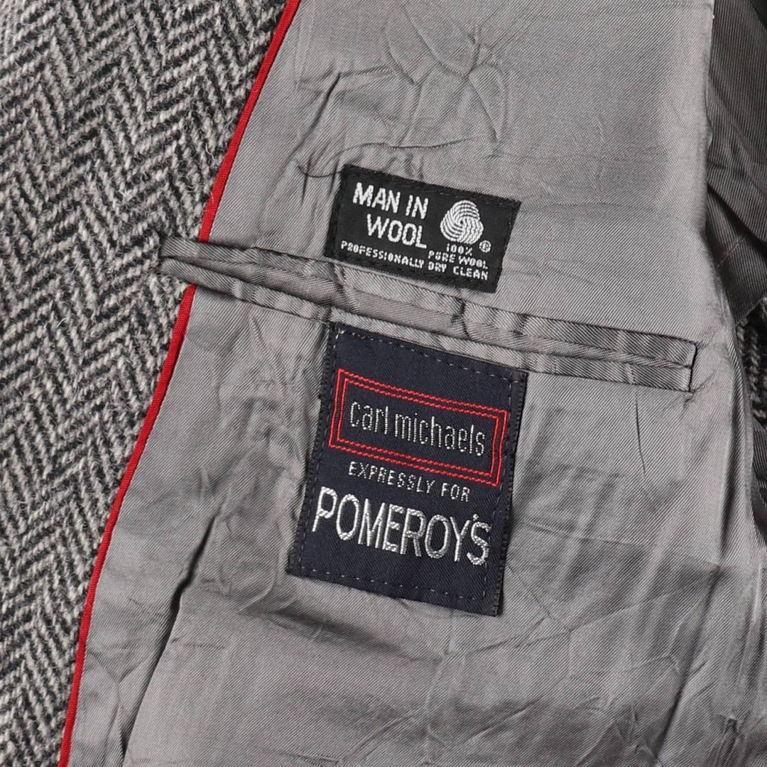 carl michaels Harris Tweed Herringbone Wool Tailored Jacket Made in USA Men's M size /eaa521149