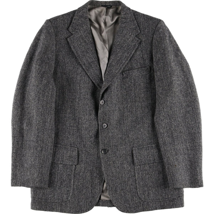 90'S Eddie Bauer Black Tag Harris Tweed Herringbone Wool Tailored Jacket Made in USA Men's L /eaa521170