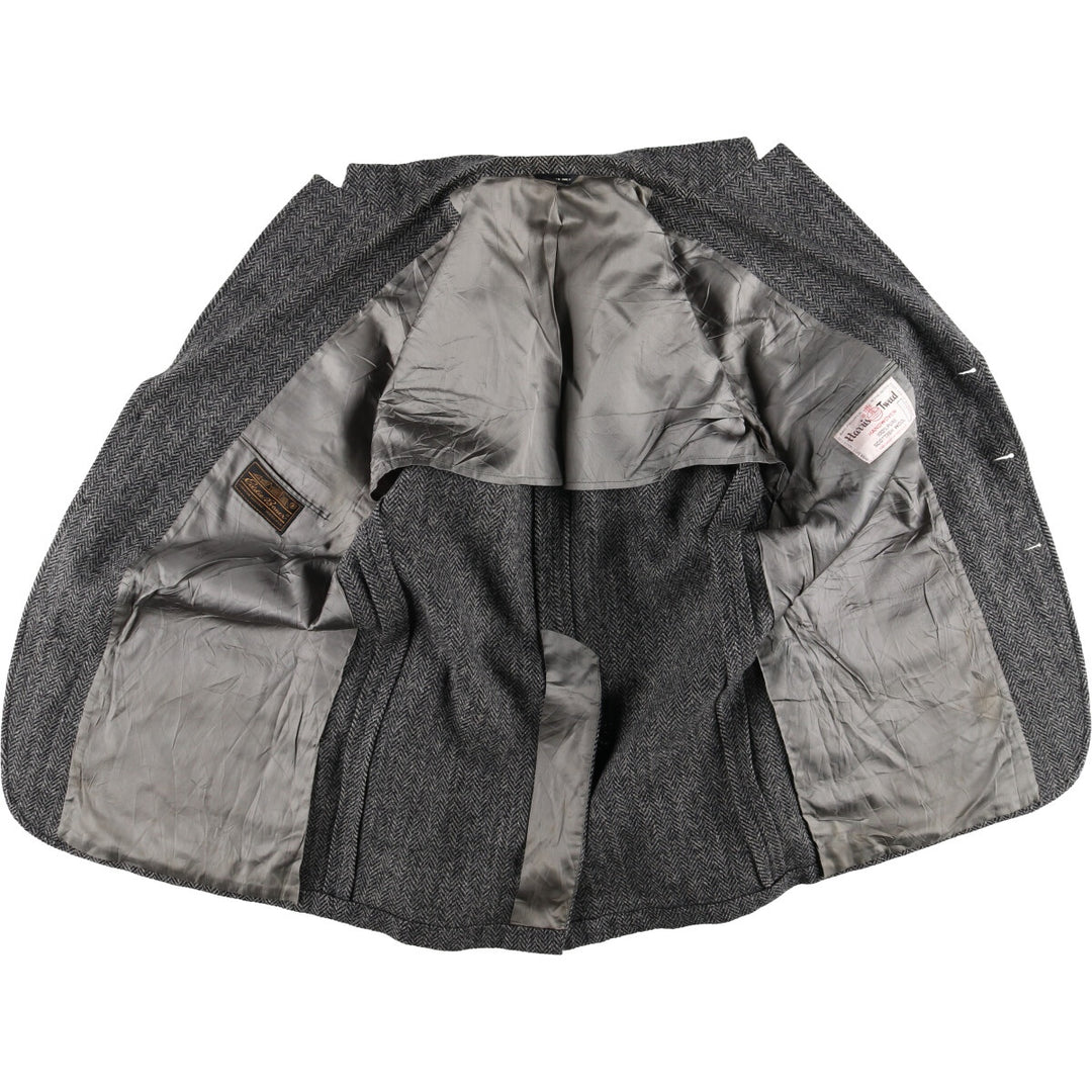 90'S Eddie Bauer Black Tag Harris Tweed Herringbone Wool Tailored Jacket Made in USA Men's L /eaa521170