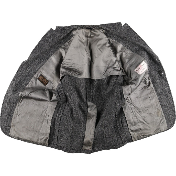 90'S Eddie Bauer Black Tag Harris Tweed Herringbone Wool Tailored Jacket Made in USA Men's L /eaa521170