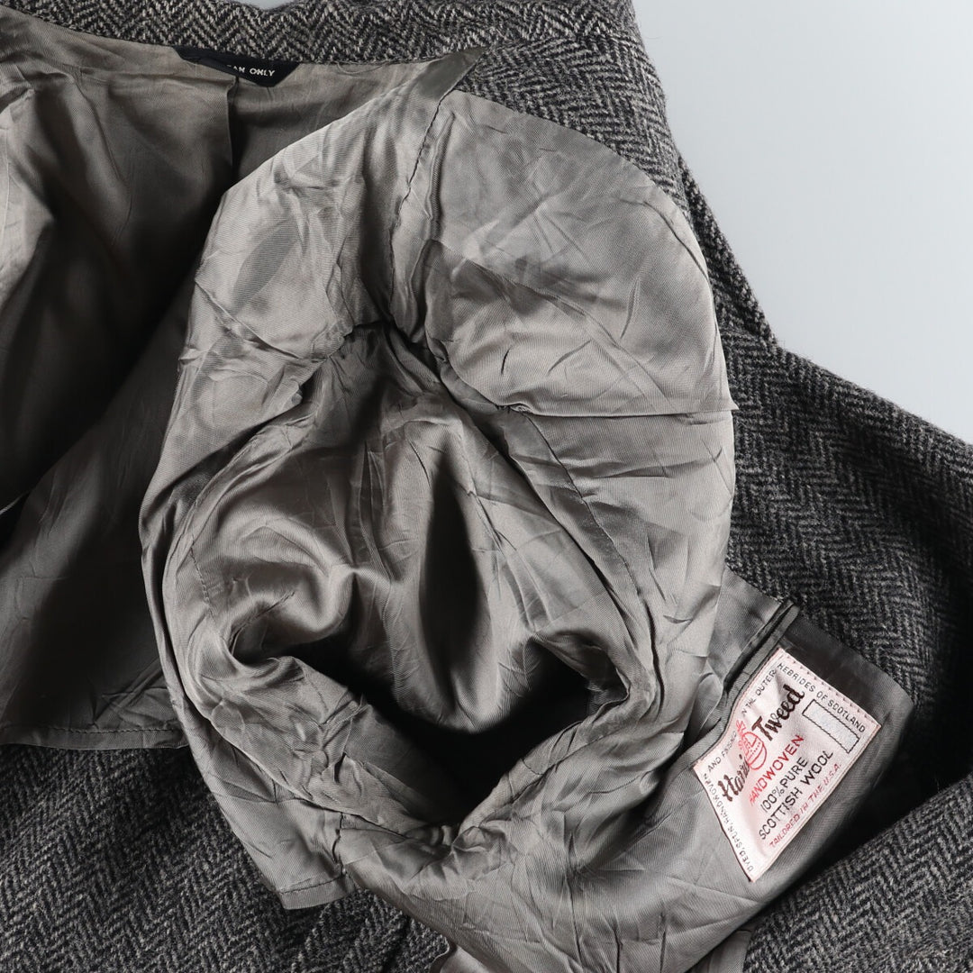 90'S Eddie Bauer Black Tag Harris Tweed Herringbone Wool Tailored Jacket Made in USA Men's L /eaa521170