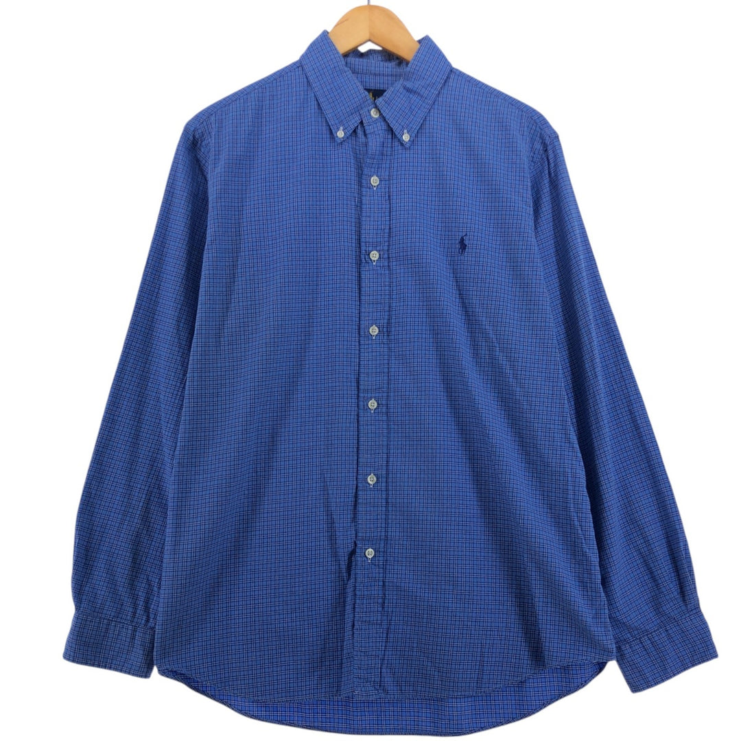 Ralph Lauren Classic Fit Long Sleeve Button Down Check Shirt, Men's Size L cotton blue type Vintage Second Hand