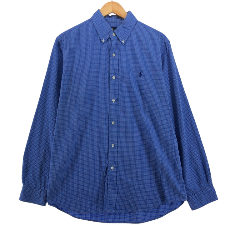 Ralph Lauren Classic Fit Long Sleeve Button Down Check Shirt, Men's Size L cotton blue type Vintage Second Hand
