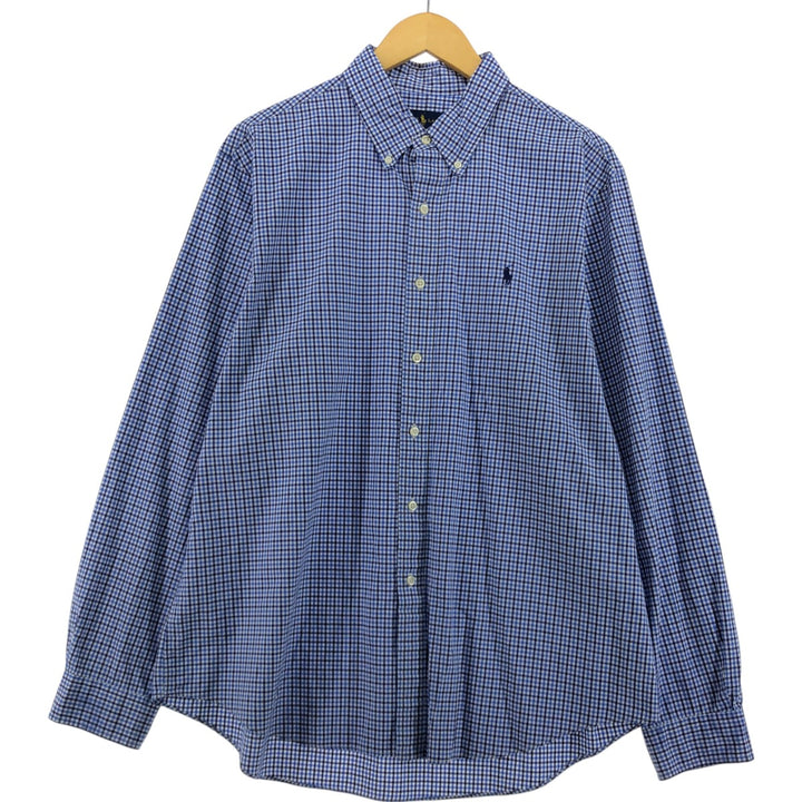 Ralph Lauren Gingham Check Long Sleeve Button-Down Check Shirt Men's XL cotton blue type Vintage Second Hand