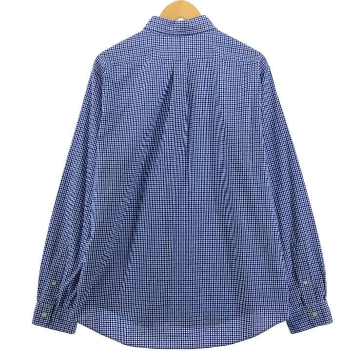 Ralph Lauren Gingham Check Long Sleeve Button-Down Check Shirt Men's XL cotton blue type Vintage Second Hand