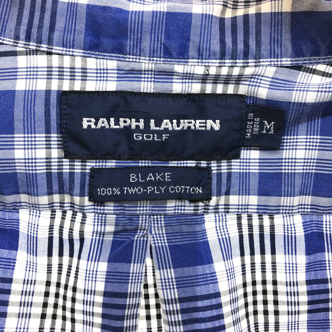 Ralph Lauren RALPH LAUREN GOLF BLAKE long-sleeved button-down check shirt, men's size M cotton black type Vintage Second Hand