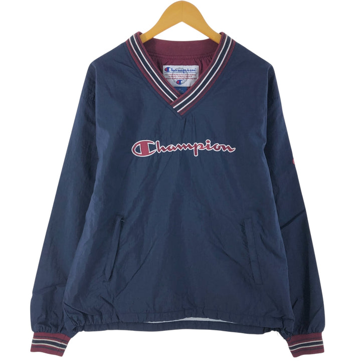 90'S Champion V-neck nylon pullover, men's size M, vintage Nylon navy blue type Vintage Second Hand